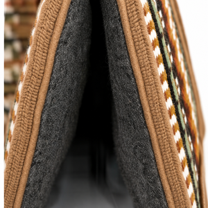 Manaal Enterprises Western Saddle Pad FELT PAD 03 Classic <b>Wool</b> Shell Geometric Pattern <b>Brown</b> Leather Trim Fleece Lining Felt - Product Image 5