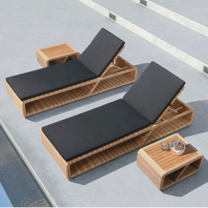 Modern Patio Manual Recliner Outdoor Adjustable Aluminum <b>Frame</b> Sun Lounger Cushions Waterproof UV Resistant Eco-friendly <b>Pool</b> - Product Image 2