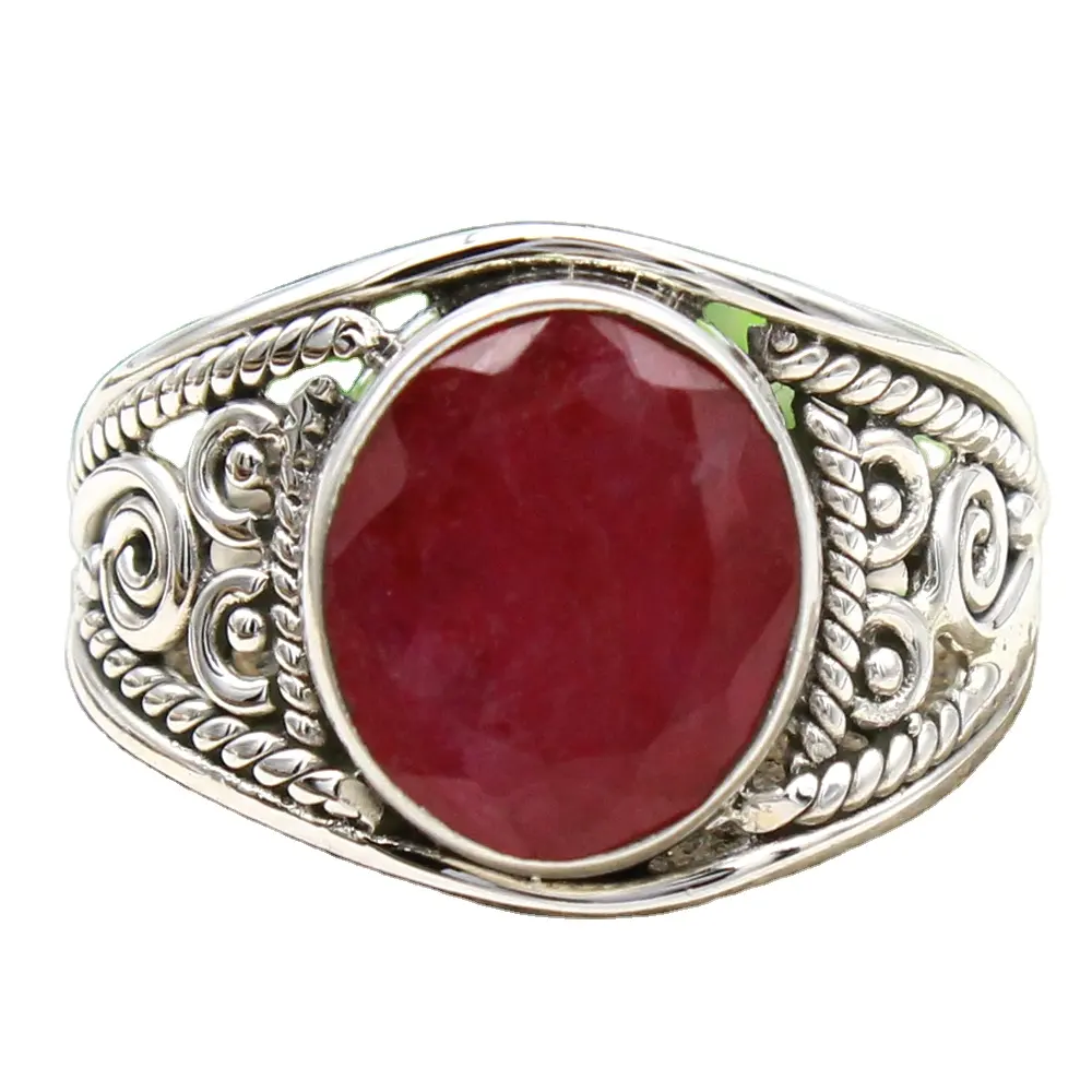 Designer Jewelry value 925 Sterling Silver Ruby Gemstone Ring Handmade Ring High Quality gemstone ring designs for girls