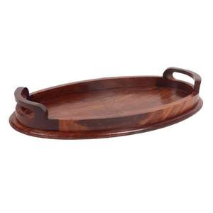 Plateaux en bois naturel pour servir du thé ou du café, disponibles en formes rondes et rectangulaires - Product Image 1