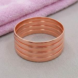 Elegant Rose Gold <b>Copper</b> <b>Bangle</b> Bracelet Set Minimalist Stackable Fashion Jewelry For Women - Product Image 6