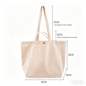 Borsa Tote in Tela di Grande Capacità, Versatile Borsa a Spalla Casual con Tasca Interna con Cerniera per Shopping, Matrimoni e Promozioni - Product Image 3
