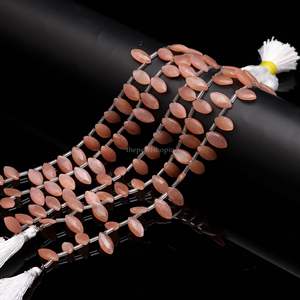 Cuentas facetadas de piedra lunar melocotón AAA, cuentas de piedra lunar melocotón natural con perforación lateral, 7x12-8x13MM para la fabricación de joyas - Product Image 3