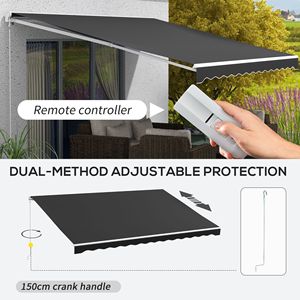 Toldo Retráctil Eléctrico Negro de 16 Pies x 10 Pies con Control Remoto y Manivela para Terrazas, Patios, Balcones y Jardines - Product Image 4