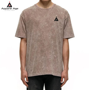 เสื้อยืดผ้าฝ้าย 100% ล้างสีแบบแอซิดวอช ดีไซน์ใหม่สำหรับใส่กลางแจ้ง สำหรับผู้ชาย ขายส่ง เสื้อผ้าแฟชั่น ทรงหลวม พิมพ์ลาย เสื้อยืดผู้ชายล้างสีแบบแอซิดวอช - Product Image 1