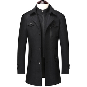 เสื้อโค้ทกันหนาวแบบลำลองสำหรับผู้ชายเสื้อแจ็คเก็ตลำลองมีกระดุมสองปกยาวแบบคลาสสิกเป็นมิตรต่อสิ่งแวดล้อม - Product Image 2