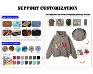 Sudadera con capucha personalizada 2026 de alta calidad, estilo vintage lavado, con cremallera, para hombre, con parche de diamantes de imitación y bordado, estilo urbano, de peso pesado, para invierno, oversize - Product Image 6