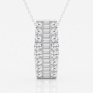 Collar con Colgante de Barra de Diamante Cultivado en Laboratorio, Corte Baguette, Oro Blanco - Product Image 1