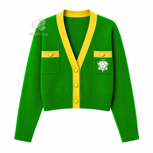 เสื้อคาร์ดิแกนสตรี Chi Eta Phi Sorority ปักลายตราสัญลักษณ์ คอวี ติดกระดุม ผ้าถักอะคริลิก เสื้อสเวตเตอร์สำหรับนักศึกษา เสื้อคลุม - Product Image 1