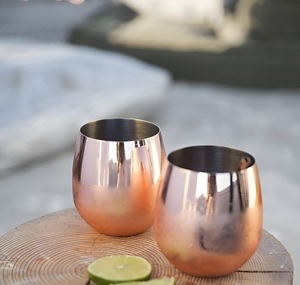 Copper Finish Stainless Steel <b>Goblet</b> Stemless Wine Cup Metal Drinking Glass for Wedding Party Camping - Product Image 3