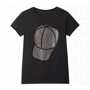 T-shirt tendance 100 % coton avec strass, personnalisé, scintillant, à manches courtes, respirant, écologique, uni pour homme - Product Image 1