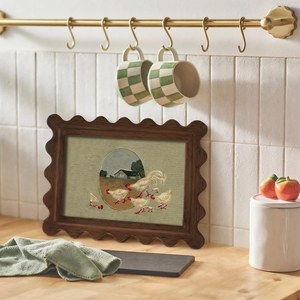 Vintage Wavy Scalloped Edge Walnut Photo <b>Frame</b>, Farmhouse Gallery <b>Wall</b> & Tabletop Display, Minimalist Cottagecore Home Decor, - Product Image 6
