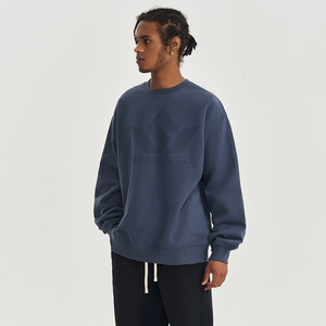 Comfortable Men's Everyday <b>Crewneck</b> 100% Cotton Fleece Solid Soft and Durable for Winter Embroidered Relaxed Days - Product Image 1
