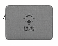 Housse pour ordinateur portable Think Positive en jute gris avec fermeture éclair, protection pour ordinateurs portables, style simple