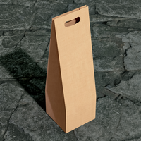 Sac cadeau pour bouteille de vin en papier kraft fait main personnalisé avec poignée découpée, emballage de luxe en papier pour l'artisanat et la vente au détail
