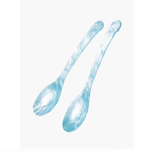 Ensemble de cuillères à salade personnalisées en résine marbrée, écologiques, faites à la main, compatibles lave-vaisselle, micro-ondes et four, avec les meilleures couleurs disponibles - Product Image 3
