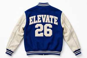 Breathable Men's Varsity Jacket Woolen Fabric Crew Neck Letter Patch <b>Snap</b> Button Sheep Fur Trim Casual Winter - Product Image 2