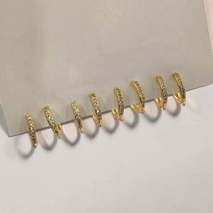 Wholesaler 18K Gold Plated Brass CZ Micro Pave <b>Huggie</b> DIY Hoop Earrings with Loop Charm Connector Jewelry Findings Rajasthan - Product Image 4