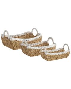 Ensemble de 3 paniers en jacinthe d'eau, naturels, faits à la main, pour le rangement, vente en gros, écologiques, fabriqués au Vietnam - Product Image 1