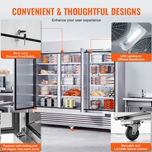 Commercial 60.42 Cu.ft Stainless Steel Upright <b>Freezer</b> with Auto Defrost 3-Door Reach 82.5" 12" Single & Double Doors - Product Image 6
