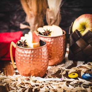 Copper mule beverage mug set for rainforest canopy cocktails hammered finish metal <b>cups</b> durable <b>reusable</b> party mugs - Product Image 1
