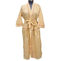 Robe kimono longue à imprimé floral en coton Indigo Bloom, col en V, séchage rapide, respirante, ouverte sur le devant, pour femmes, vêtements de plage