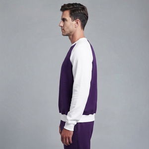 Sweat-shirt homme en molleton 100% coton épais, coupe ample, col rond, épaules tombantes, style boxy, pour l'hiver, bicolore. - Product Image 2