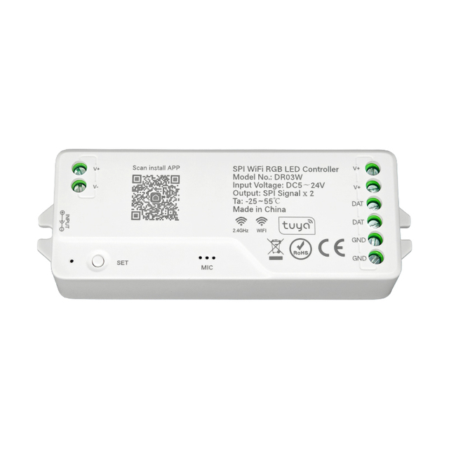 WiFi SPI RGB Pixel Controller LAIMI Smart Addressable RGB LED Strip Dimmer WS2811 WS2812B DC5-24V 30M Range Magic Color DIY