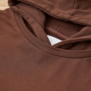 Sweat-shirts à capuche double couche pour hommes, prix de gros, streetwear personnalisé, vêtements de mode OEM/ODM, couleur unie marron - Product Image 5