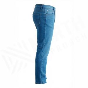 Pantalones Vaqueros de Mezclilla de Corte Recto y Ajustado para Hombre, Cintura Media, Estilo Casual, Lavado Regular, Color Azul Primavera - Product Image 4