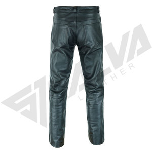 Pantalones de Motocicleta Impermeables de Cuero Negro para Hombre, Corte Recto, Cintura Media, con Cordón Ajustable, para Invierno - Product Image 3