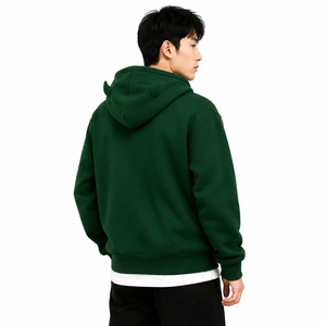 Green Solid Winter Hooded Zip-Up Fleece Tracksuit <b>Jacket</b> for <b>Men</b> with Regular Fit and Front Logo Pocket - Product Image 2