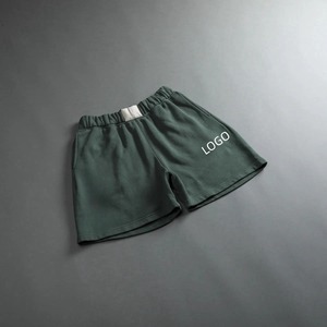 Pantalones Cortos Casuales para Hombre, Lavado Ácido, Ecológicos, 260-300 GSM, Algodón Felpa, Dobladillo Crudo, Cordón Ajustable, Logotipo Serigrafiado, Unisex - Product Image 3