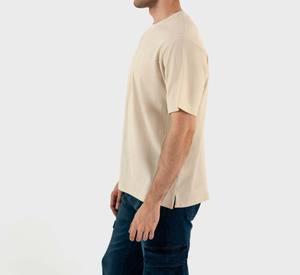 Camiseta Premium Texturizada para Hombre, Color Beige, Manga Corta, Estilo Básico, 100% Algodón, Secado Rápido, Transpirable, Personalizable, Estilo Urbano - Product Image 4