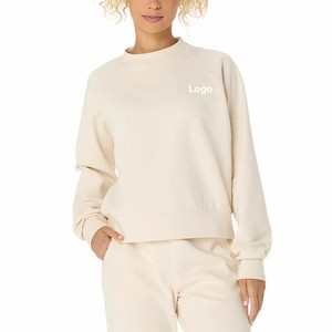 Premium thick cotton <b>fleece</b> <b>Women's</b> <b>Cream</b> Cotton Hoodie Solid Color Casual Sweatshirt Full Sleeve Breathable Knitted Hooded Top - Product Image 2