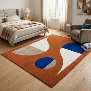 Modern Geometric Handmade Tufted Wool/<b>Silk</b> Area Rug Latex Backing Eco-Friendly Soft Home Decor for Living Room Bedroom Patio - Product Image 4