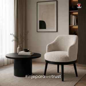 Sillón de Diseño con Tela Bouclé Premium, Sillón Individual de Madera de Lujo para Sala de Estar, Hotel, Cafetería, Jepara, Indonesia - Product Image 6