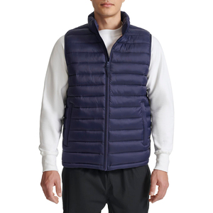 Gilet matelassé en polaire bleu marine à col montant pour homme GENERSA SPORTS, rembourrage en polyester, fermeture éclair, vêtement d'extérieur décontracté pour l'hiver - Product Image 4