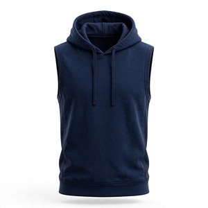Chaleco sin mangas con capucha para hombre, color personalizado, forro polar transpirable, de secado rápido, informal, corte regular, tejido, para invierno - Product Image 1