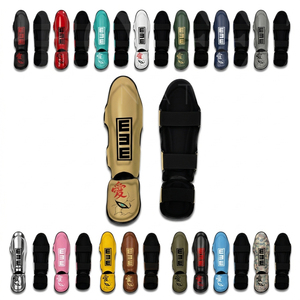 Protège-tibias de combat robustes en cuir PU personnalisé pour Muay Thai, Kickboxing, MMA – Unisexe - Product Image 1