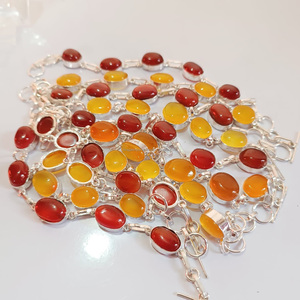 Meilleure vente de cristaux pas cher usine cristaux naturels pierre cornaline rouge et bracelet en cristal sterling en argent aventurine jaune - Product Image 2