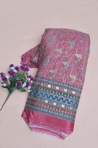 ผ้าเครปธรรมชาติสีชมพูลายดอกไม้ตกแต่งสำหรับชุดเดรส kurti เสื้อผ้าสไตล์พื้นเมือง - Product Image 6