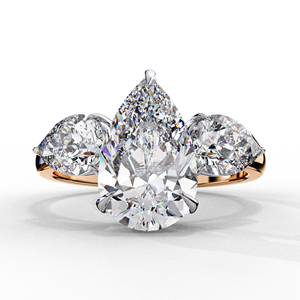 Anillo de Compromiso con Tres Diamantes Cultivados en Laboratorio Certificados por IGI, Oro Sólido de 14k, Corte Pera, Fabricante de Joyería Personalizada al por Mayor - Product Image 5