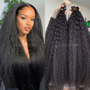 12A Grade Kinky Straight Remy Hair Bundles Yaki Cuticule Alignée Extensions de tissage de cheveux humains vierges bruts - Product Image 1
