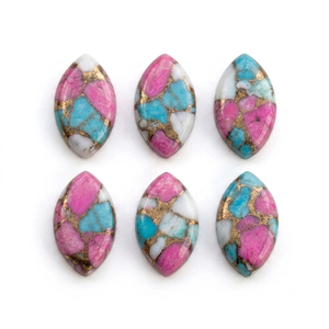 Cabujón de turquesa cobre color algodón de azúcar en forma de marquesa, piedra preciosa suelta para la fabricación de joyas - Product Image 2