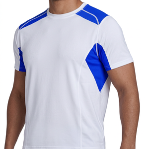 T-shirt sportif blanc à manches courtes pour homme, coupe classique, séchage rapide, tricoté 100% coton, col rond, uni, écologique, respirant, 290g - Product Image 5