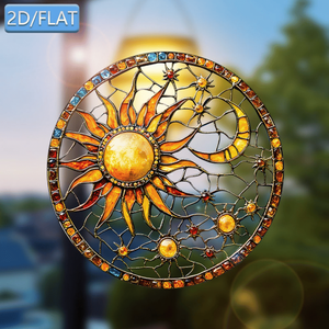 CIFbuy Ornamento acrilico per finestra con sole e luna, acchiappaluce colorato per decorazioni per la casa, il giardino, occasioni di battesimo - Product Image 2