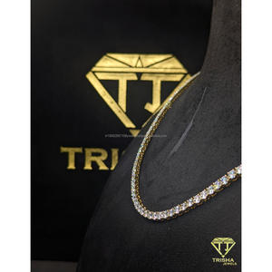 Premium Moissanite Diamond Tennis Chain Necklace in 925 Sterling Silver Designer Jewelry Collection By Trisha Jewels - Product Image 2