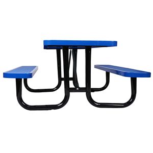 Tavolo da Picnic Rettangolare in Acciaio da Esterno 6 Piedi con Palo per Ombrellone BLU - Product Image 4