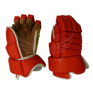 Gants de hockey sur glace en cuir de haute qualité à mouvement fluide, doigts entièrement protégés, sangle de poignet réglable, fermeture à lacets, pour usage en équipe, coutures sécurisées - Product Image 2